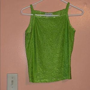 Lime green 90s daisy pattern tank top